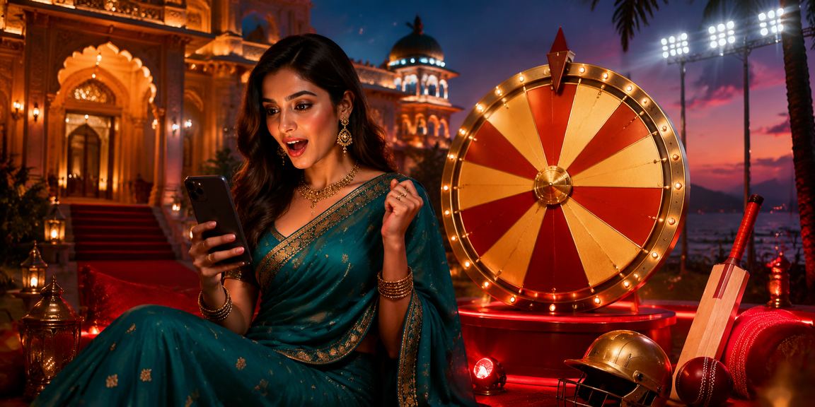 Indian woman placing cricket-related lottery bets on mobile device
